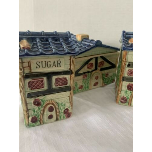 RARE Vintage Japanese ~ Green Majolica ~ Salt Box W/lid Sugar Flour pepper - Picture 2 of 12